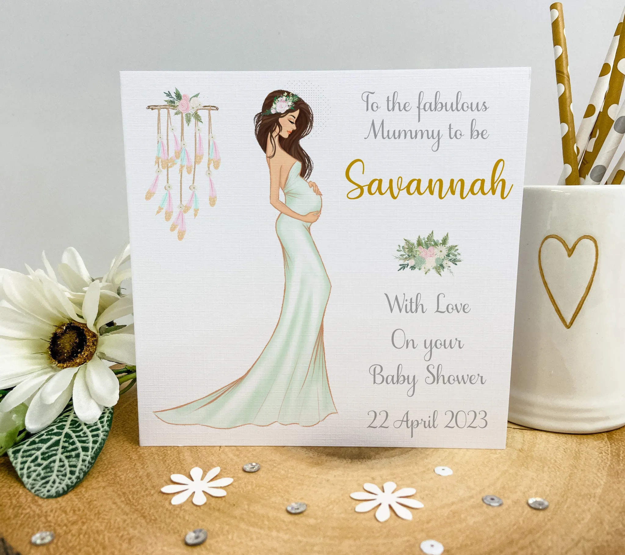 Personalised Baby Shower Card Elegant Mummy