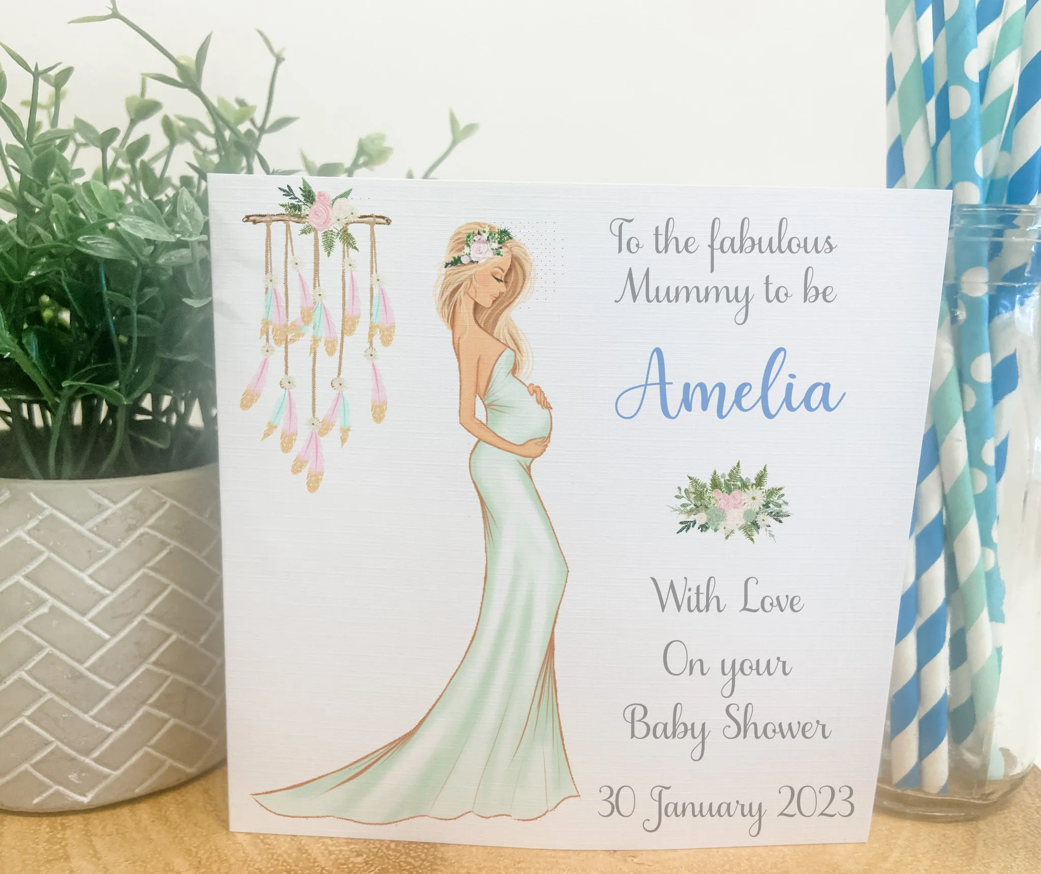 Personalised Baby Shower Card Elegant Mummy