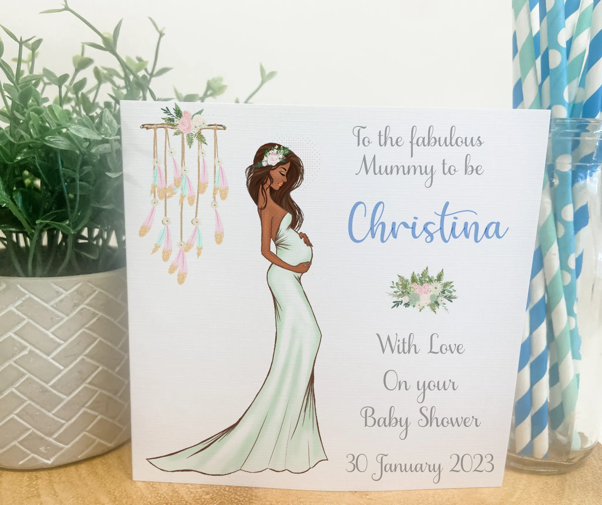 Personalised Baby Shower Card Elegant Mummy