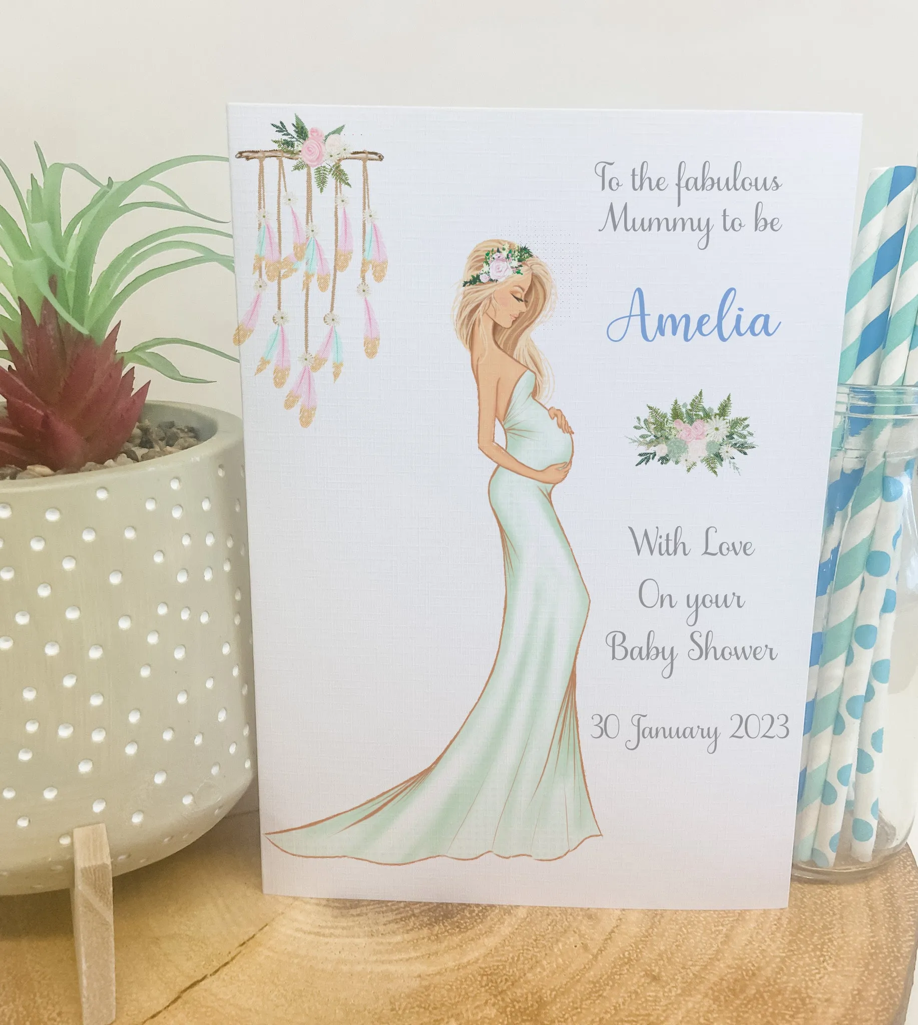 Personalised Baby Shower Card Elegant Mummy