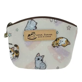 Pink Cat Yoga Shell Keychain Coin Purse