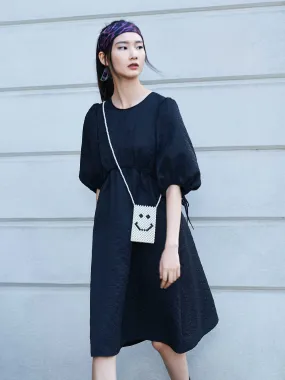 Puff Sleeve Textured Dress