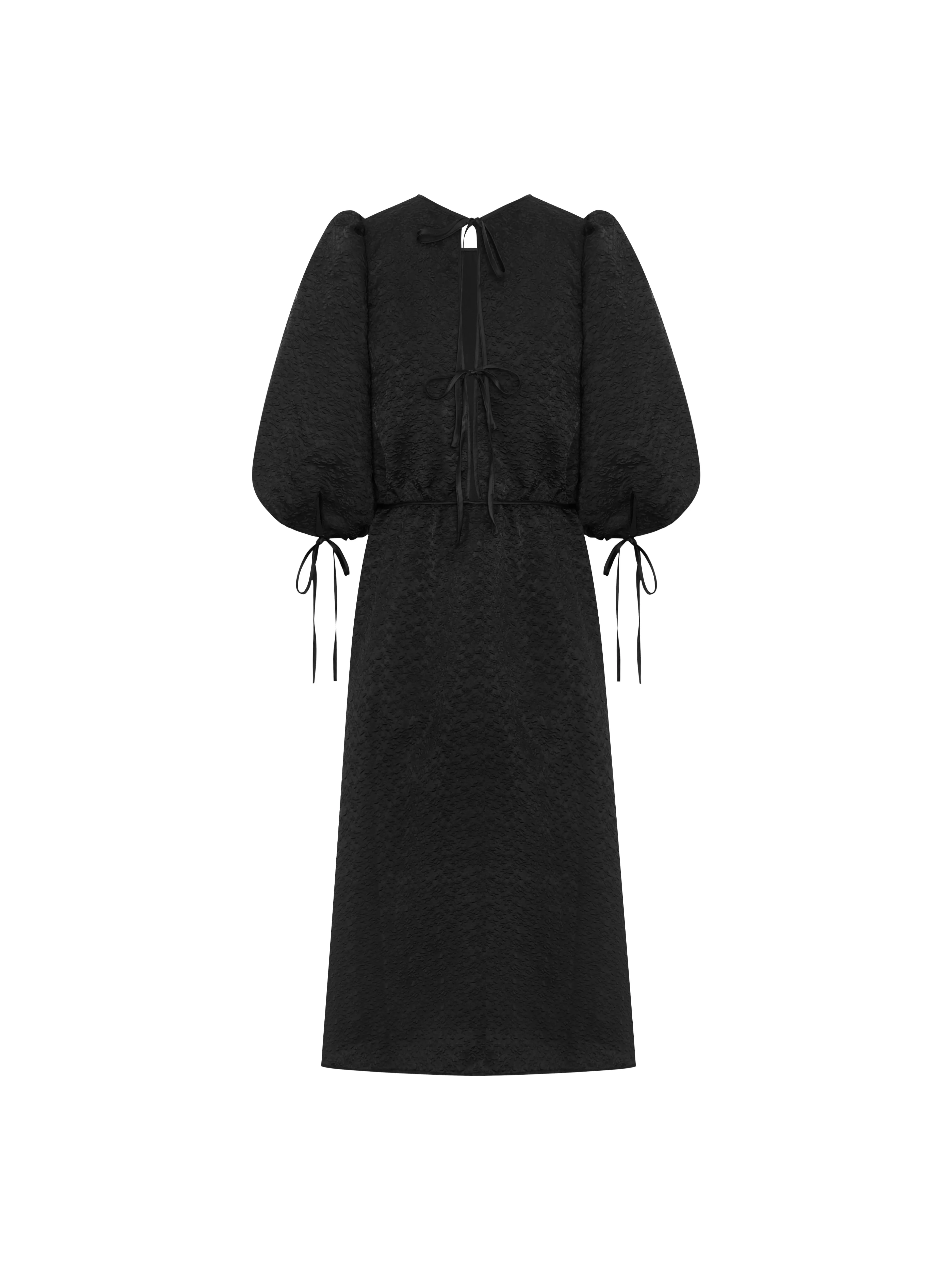 Puff Sleeve Textured Dress