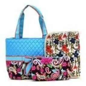 QLP601 Quilted Paisley Print 3PC Diaper Bag