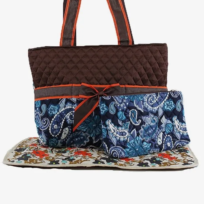 QLP601 Quilted Paisley Print 3PC Diaper Bag
