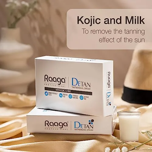 Raaga Professional De-Tan Tan removal Cream Kojic & Milk, 72GM (12g*6)