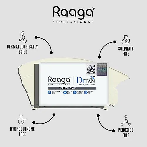 Raaga Professional De-Tan Tan removal Cream Kojic & Milk, 72GM (12g*6)