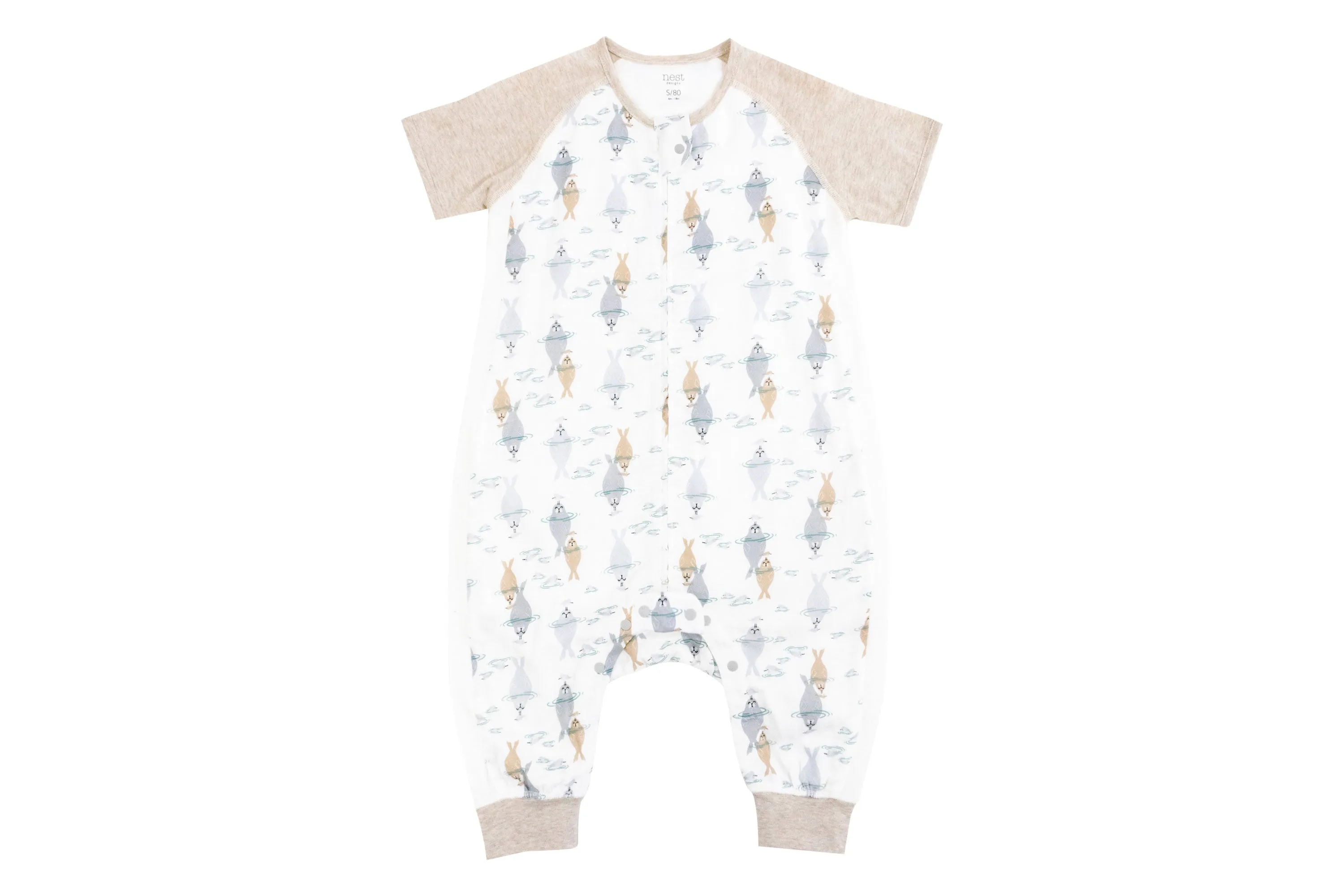 Raglan Bamboo Pima Short Sleeve Sleep Suit 0.6 TOG
