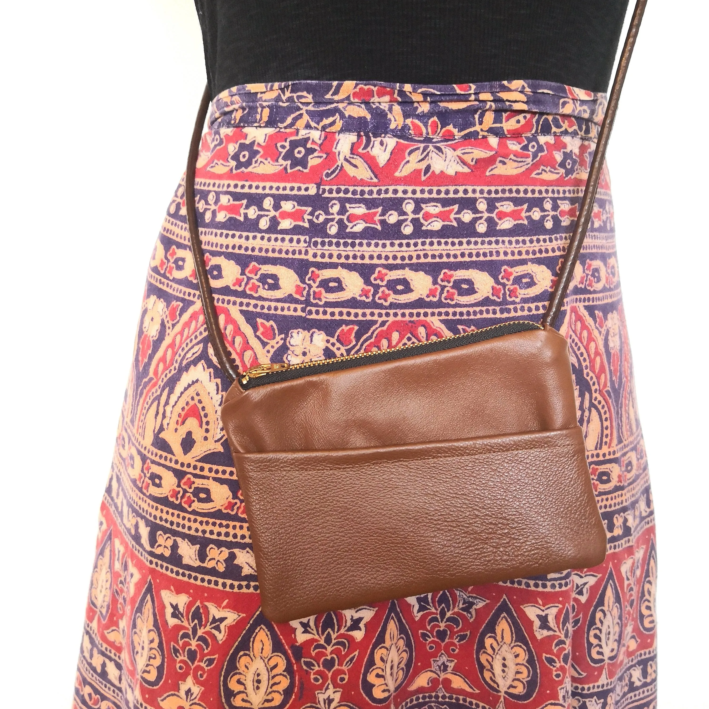 Recycled brown leather Fringe Vintage minibag