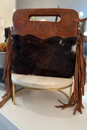 Saddle Up Leather & Hide Handled Purse Brown