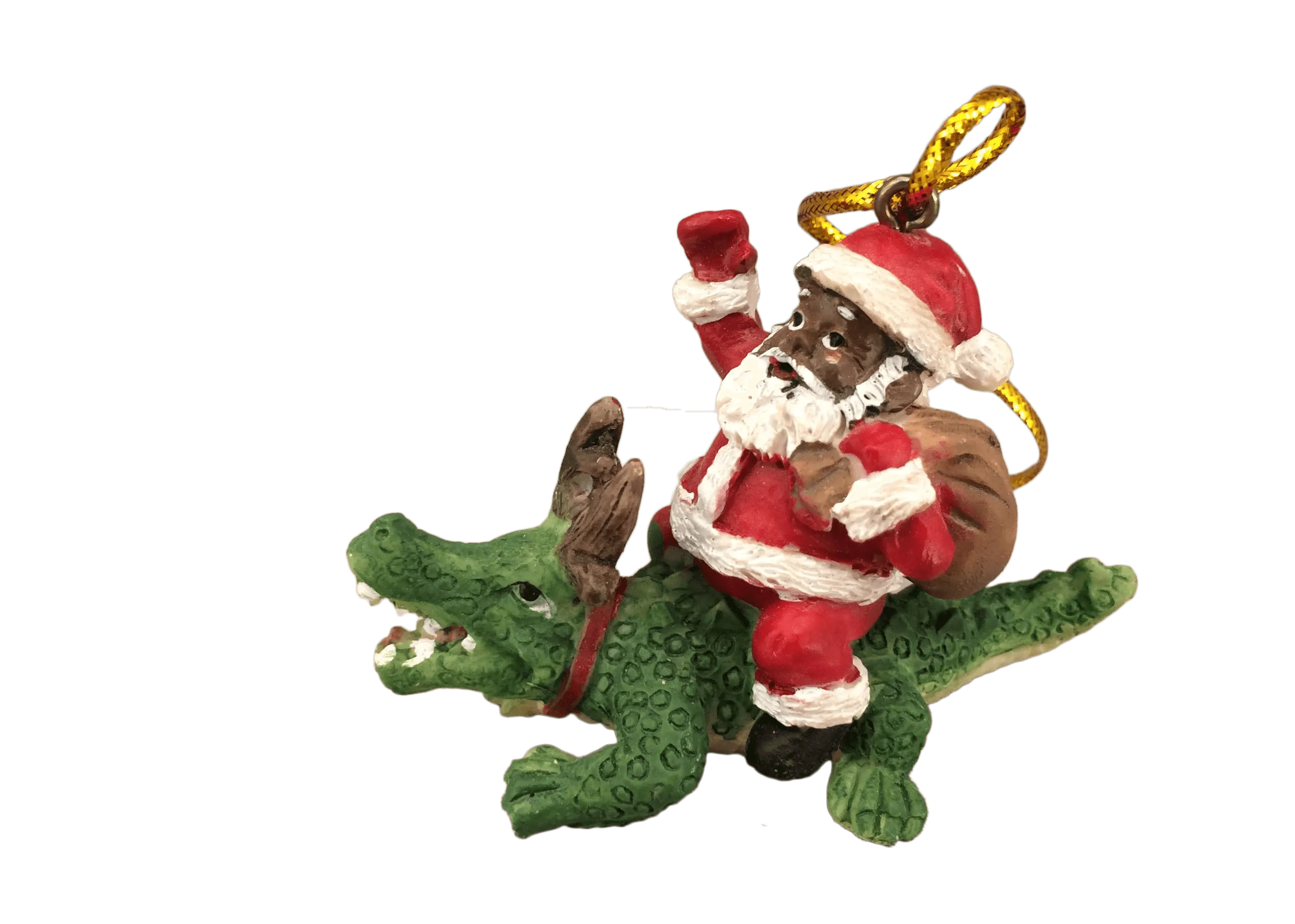 Santa Riding Alligator Ornament