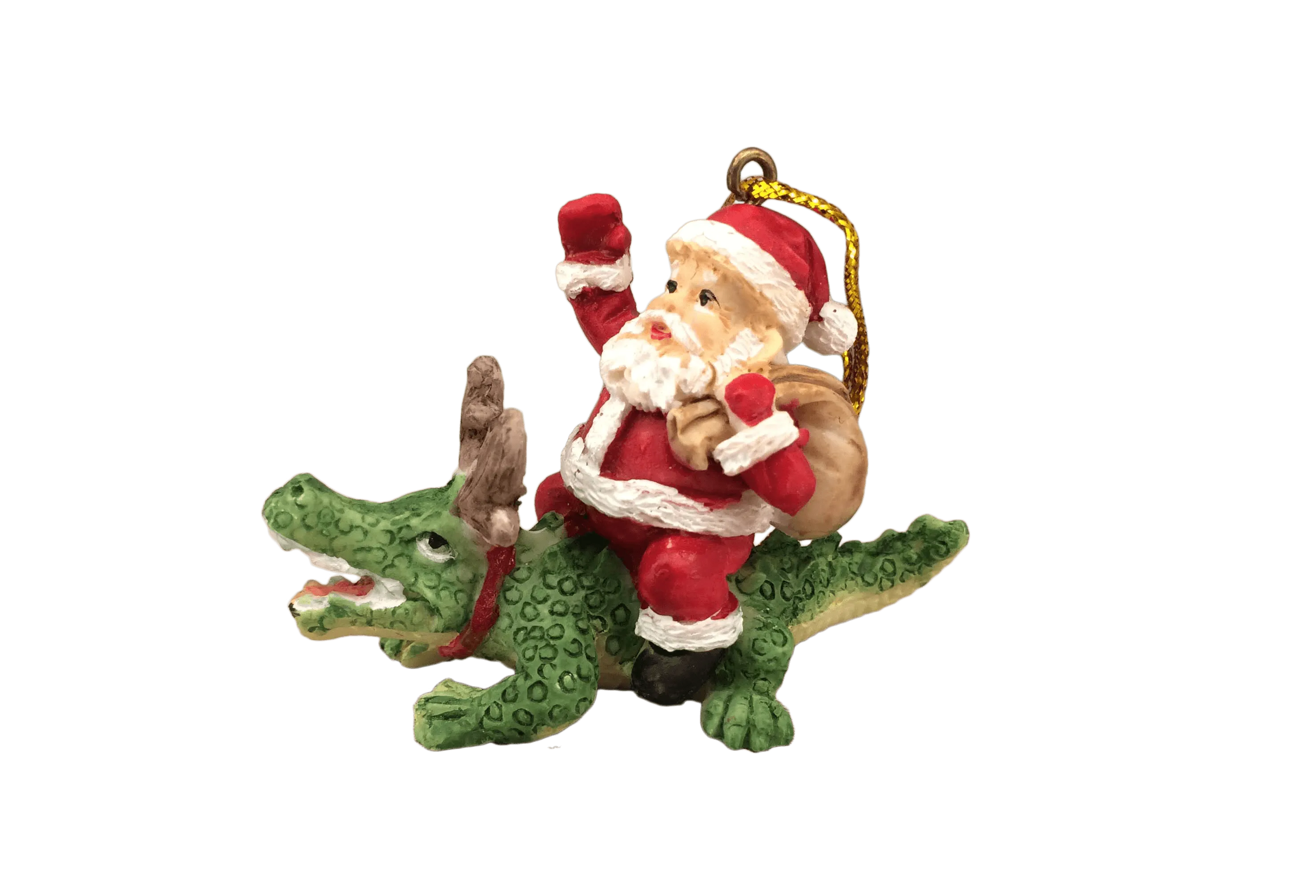 Santa Riding Alligator Ornament
