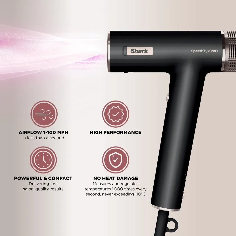 Shark Beauty SpeedStyle Pro 3-In-1 High-Velocity Hair Dryer for Straight & Wavy Hair Black