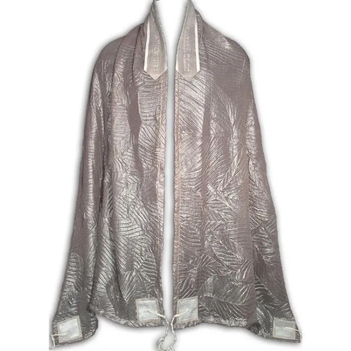 Sheer Taupe Chiffon Textured Tallit