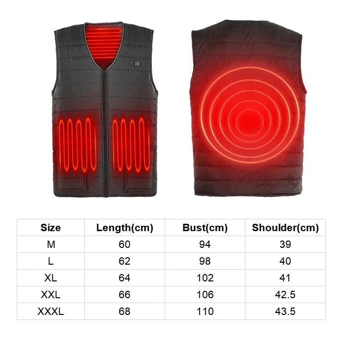 Smart USB Heated Vest Unisex Electric Heating Jacket Vest for Outdoor Camping