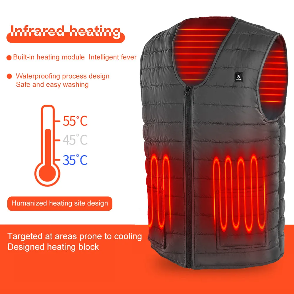 Smart USB Heated Vest Unisex Electric Heating Jacket Vest for Outdoor Camping