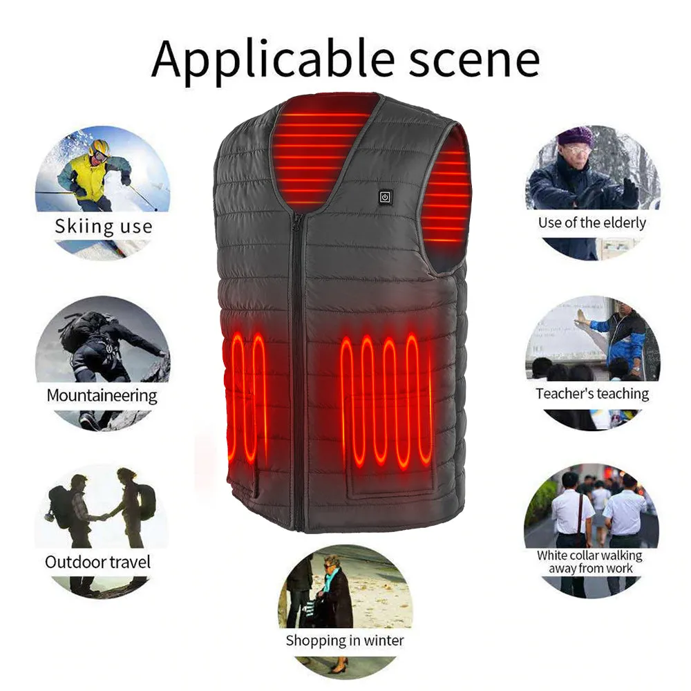 Smart USB Heated Vest Unisex Electric Heating Jacket Vest for Outdoor Camping
