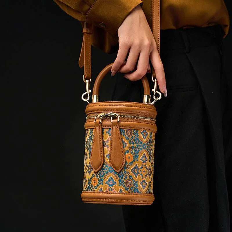 Song Brocade Vintage Ruyi Bucket Bag Crossbody Bag
