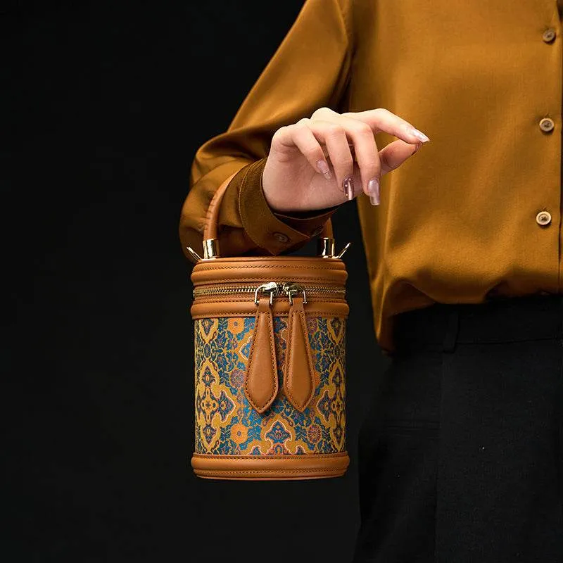 Song Brocade Vintage Ruyi Bucket Bag Crossbody Bag