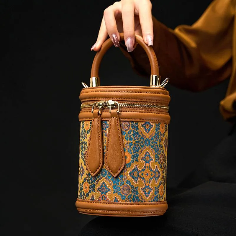 Song Brocade Vintage Ruyi Bucket Bag Crossbody Bag