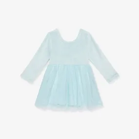 Starry Blue Velour Tulle Bodysuit Dress