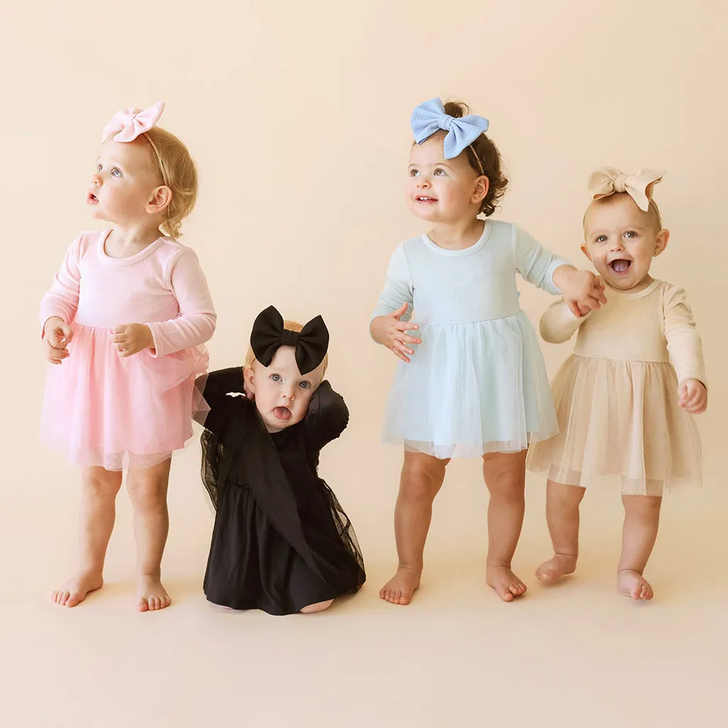 Starry Blue Velour Tulle Bodysuit Dress