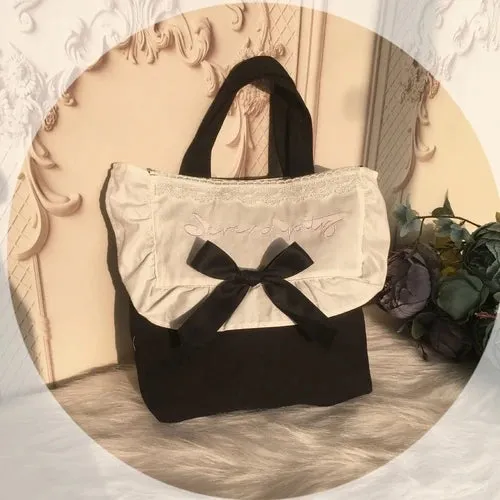 TAVIMART  -  Lolita Bag Girls Vintage Letter Embroidery Hand Bag Sweet Fungus Design Canvas Bags for Women Elegant Bolso Mujer Сумка