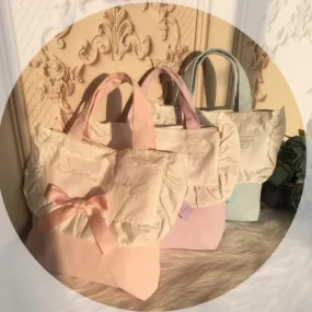 TAVIMART  -  Lolita Bag Girls Vintage Letter Embroidery Hand Bag Sweet Fungus Design Canvas Bags for Women Elegant Bolso Mujer Сумка