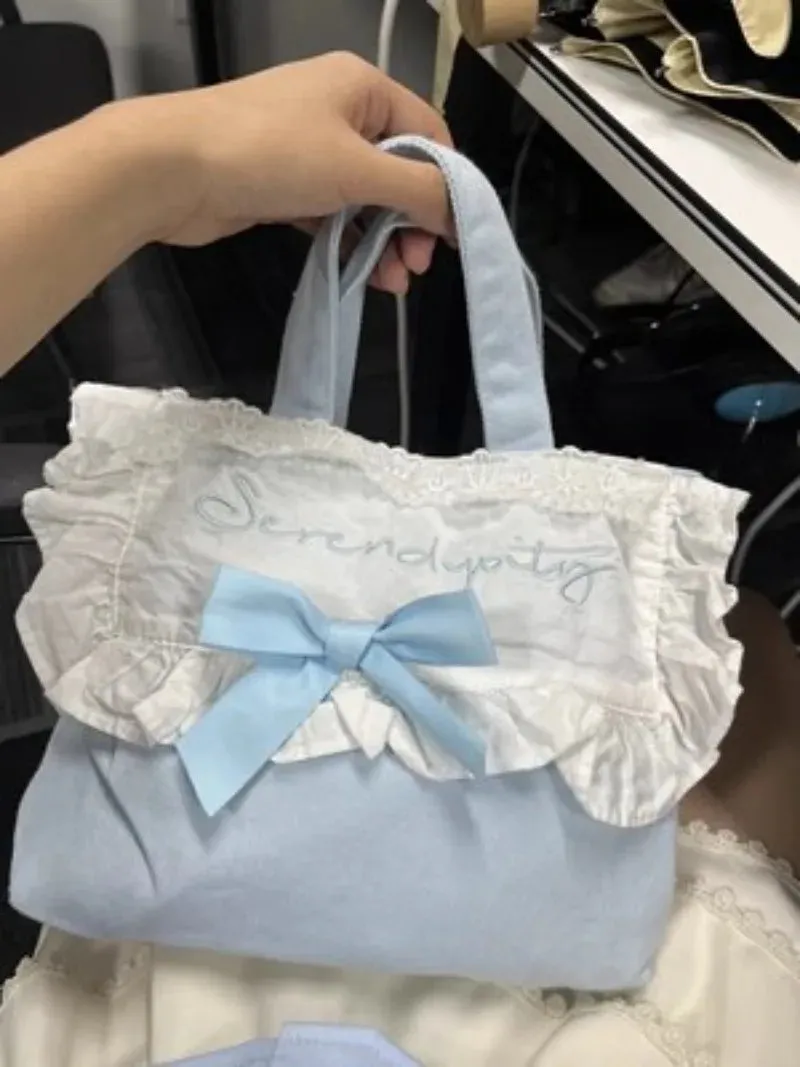 TAVIMART  -  Lolita Bag Girls Vintage Letter Embroidery Hand Bag Sweet Fungus Design Canvas Bags for Women Elegant Bolso Mujer Сумка