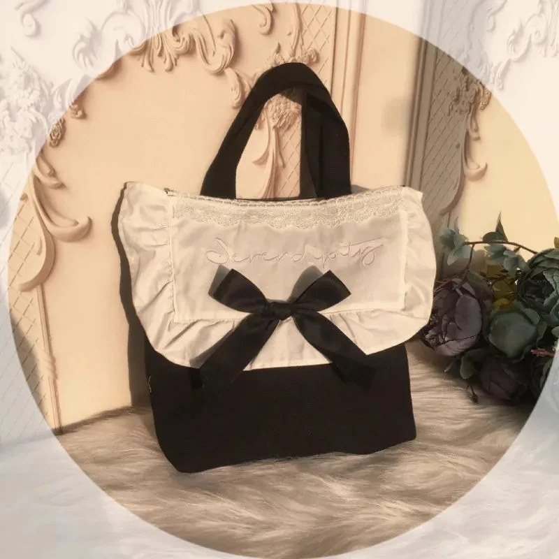 TAVIMART  -  Lolita Bag Girls Vintage Letter Embroidery Hand Bag Sweet Fungus Design Canvas Bags for Women Elegant Bolso Mujer Сумка