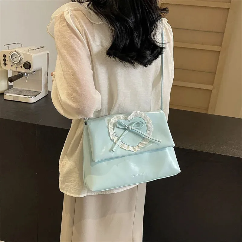 TAVIMART -  Pink Sweet Shoulder Bag for Women Love Heart Fashion Large Capacity Casual Armpit Bag Elegant Harajuku Literary Handbag