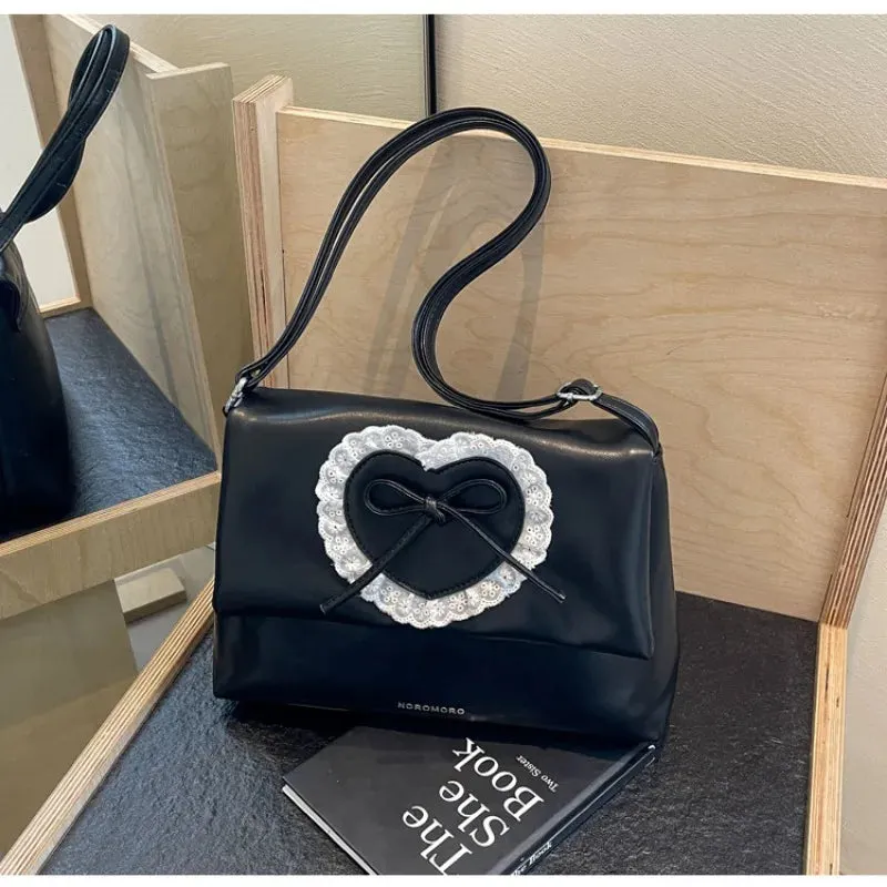 TAVIMART -  Pink Sweet Shoulder Bag for Women Love Heart Fashion Large Capacity Casual Armpit Bag Elegant Harajuku Literary Handbag