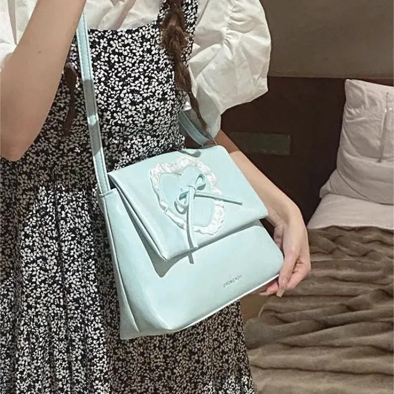 TAVIMART -  Pink Sweet Shoulder Bag for Women Love Heart Fashion Large Capacity Casual Armpit Bag Elegant Harajuku Literary Handbag
