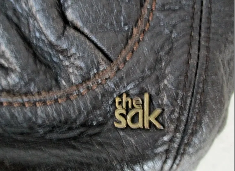 THE SAK Distress Leather Hobo Tassel Bag Bucket Satchel Crossbody BROWN