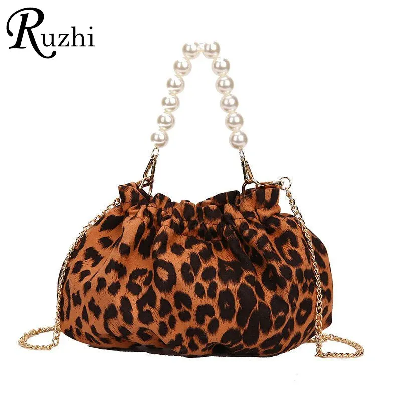 Uniwim Elegant Tiger Pattern/Zebra Pattern/Leopard Pattern Small Shoulder Bags For Women 2021 Sexy Nightclub Handbag Pearl Chain Hobos
