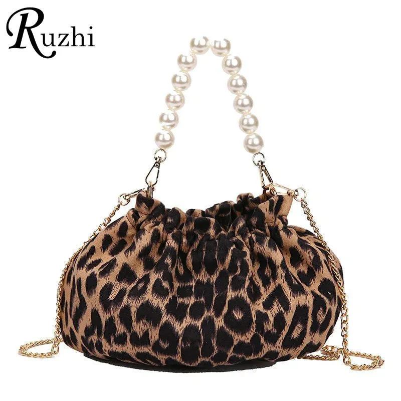 Uniwim Elegant Tiger Pattern/Zebra Pattern/Leopard Pattern Small Shoulder Bags For Women 2021 Sexy Nightclub Handbag Pearl Chain Hobos