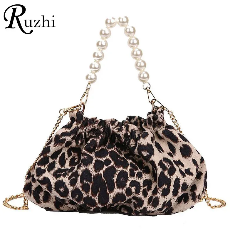 Uniwim Elegant Tiger Pattern/Zebra Pattern/Leopard Pattern Small Shoulder Bags For Women 2021 Sexy Nightclub Handbag Pearl Chain Hobos