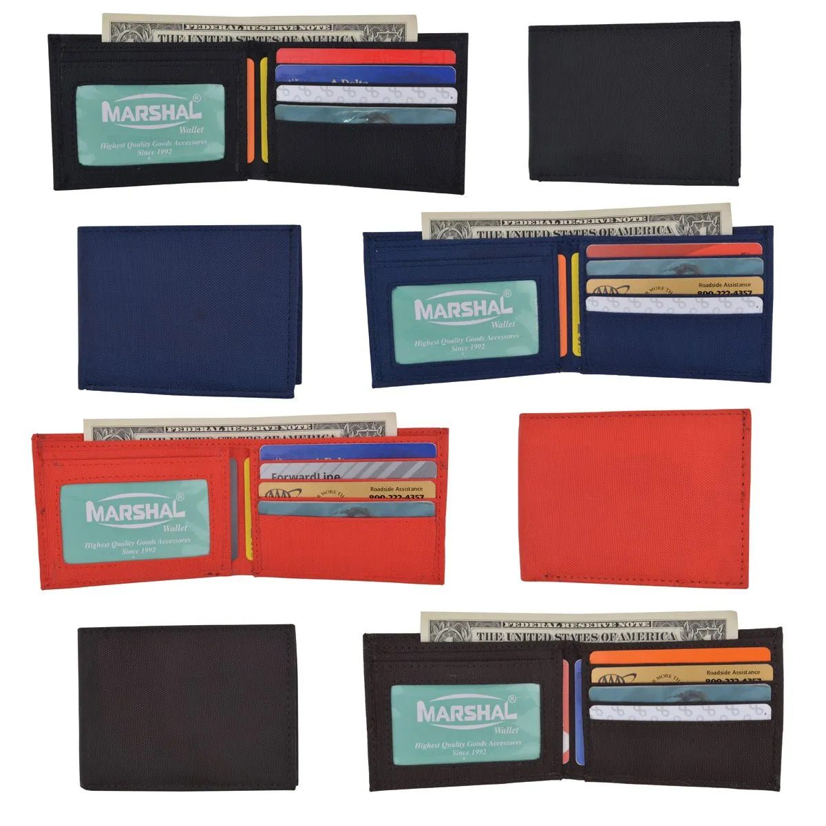 Wholesale Boys Nylon Slim Bifold Compart ID Card Holder Wallets Colors Assorted