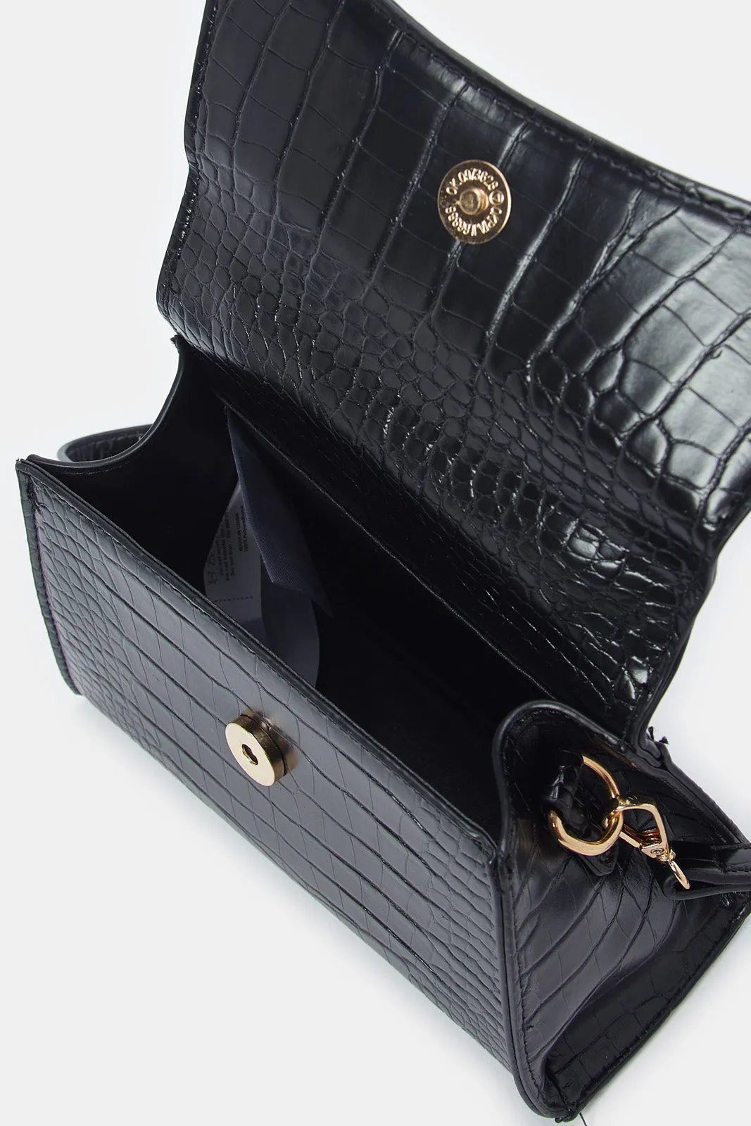 Women Black Textured Crossbody Bag