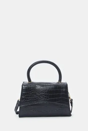 Women Black Textured Crossbody Bag