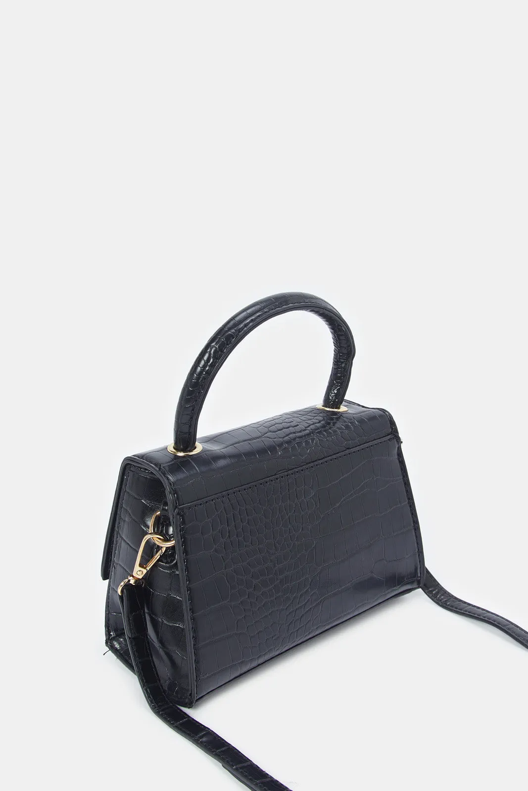 Women Black Textured Crossbody Bag