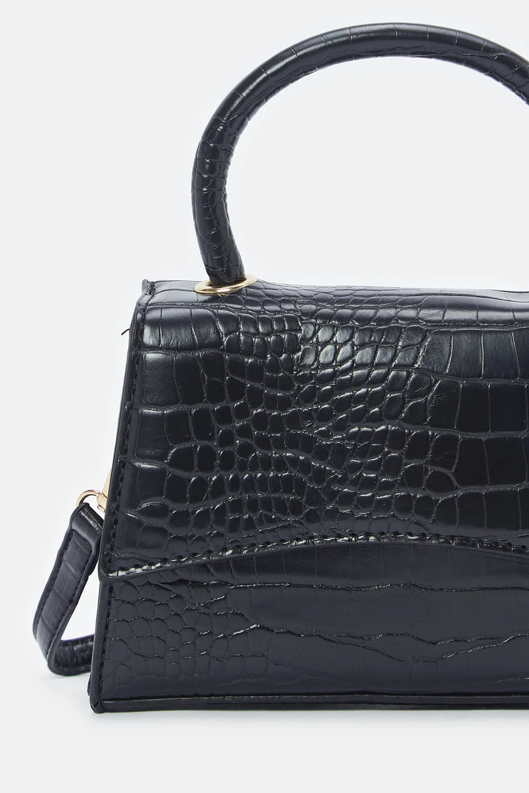 Women Black Textured Crossbody Bag