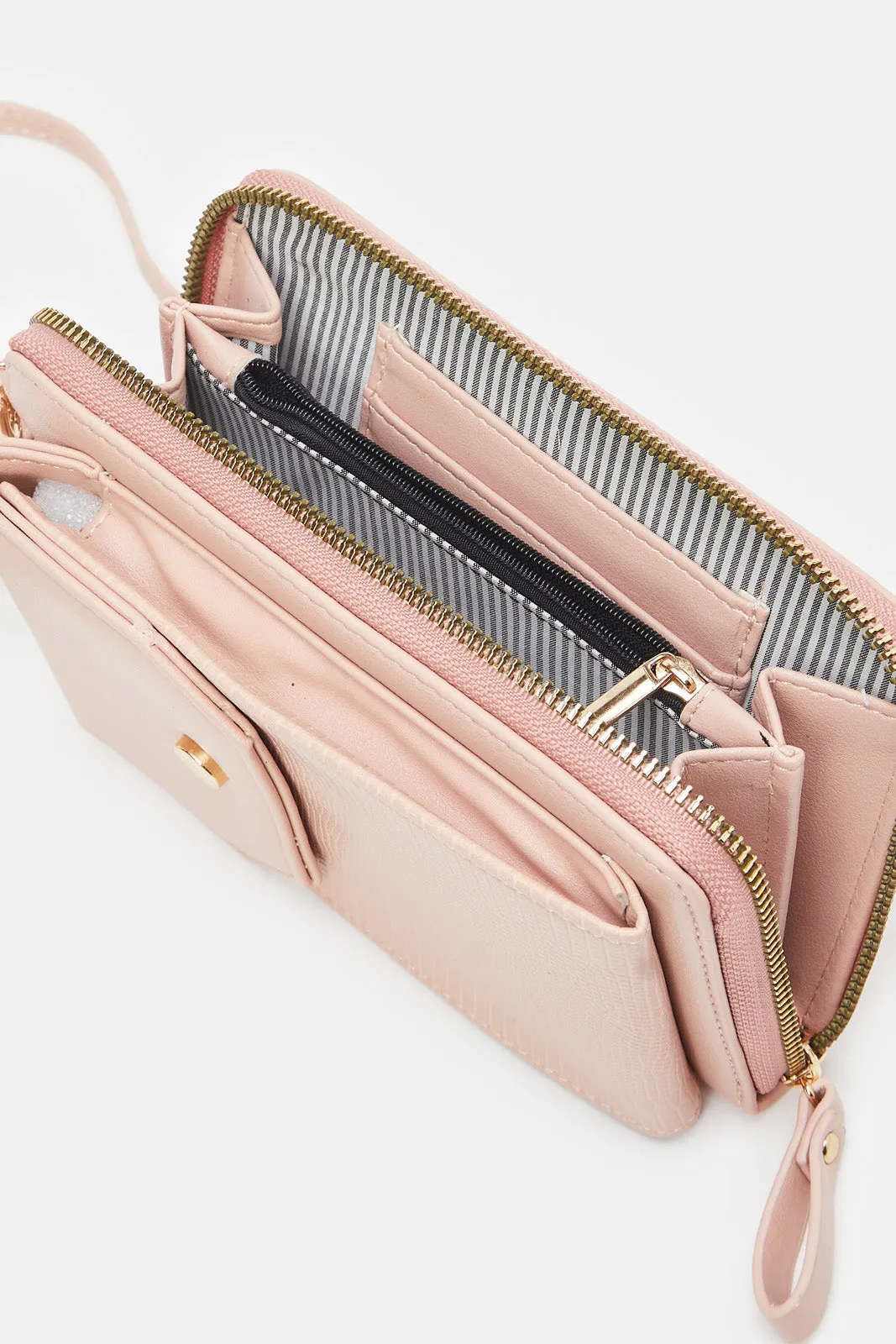Women Pink Textured Mobile Purse