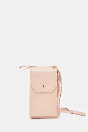 Women Pink Textured Mobile Purse