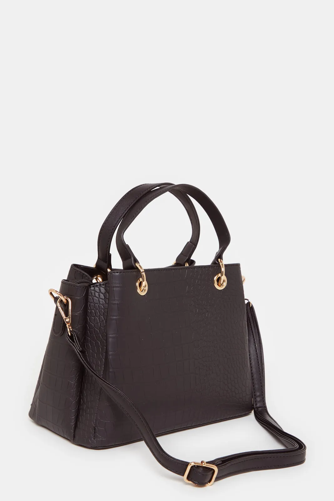Women Textured Black Day Bag