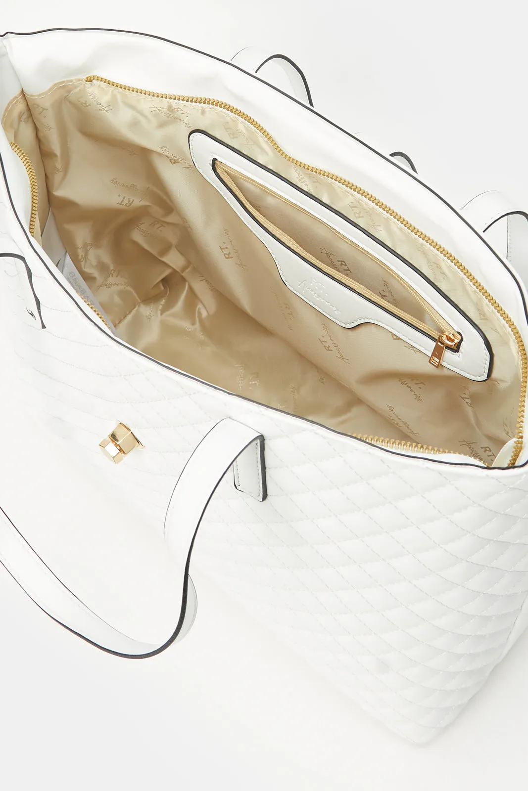 Women White Textured Tote Bag